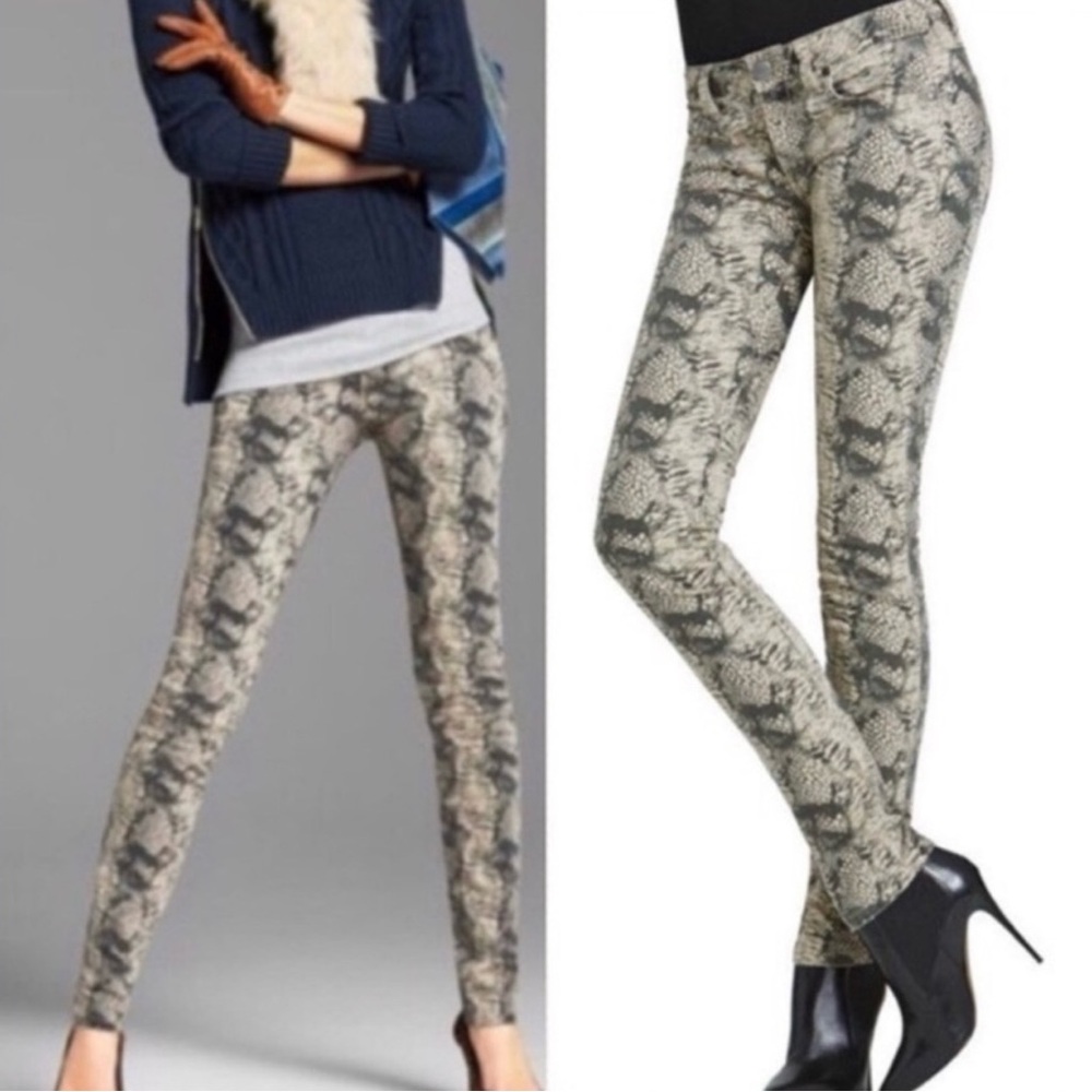 CAbi Diamondback Snakeskin Print Skinny Jeans #958 Size 2